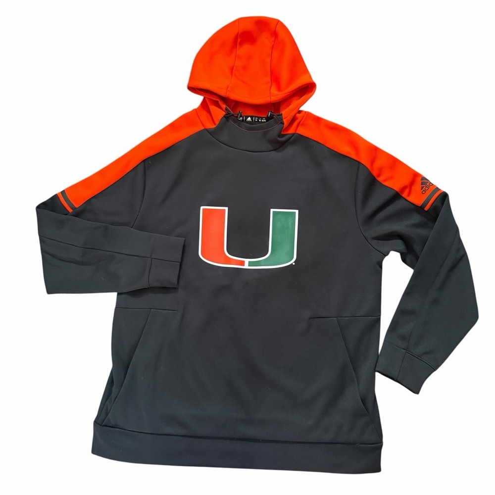 Adidas Climawarm MCAA Miami Hurricanes Sideline Player Pullover Hoodie Mens XL